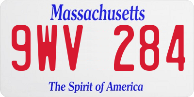 MA license plate 9WV284