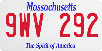 MA license plate 9WV292