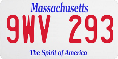 MA license plate 9WV293