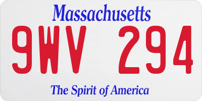 MA license plate 9WV294
