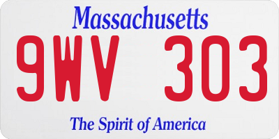 MA license plate 9WV303