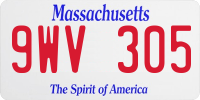 MA license plate 9WV305