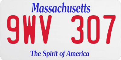 MA license plate 9WV307