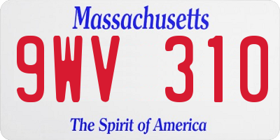 MA license plate 9WV310