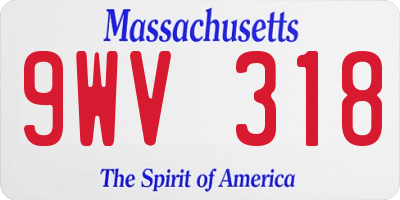 MA license plate 9WV318