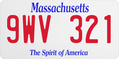 MA license plate 9WV321