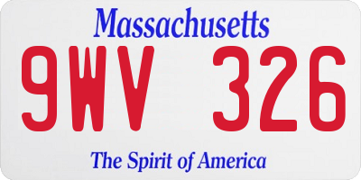 MA license plate 9WV326