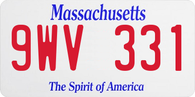 MA license plate 9WV331