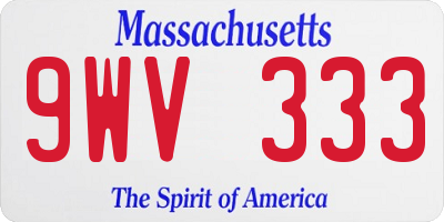 MA license plate 9WV333