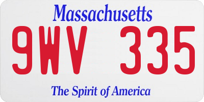 MA license plate 9WV335