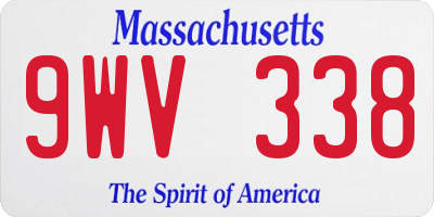 MA license plate 9WV338