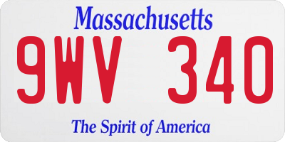 MA license plate 9WV340