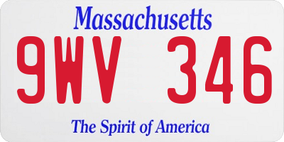 MA license plate 9WV346