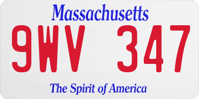 MA license plate 9WV347