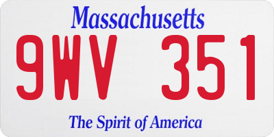 MA license plate 9WV351