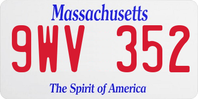 MA license plate 9WV352