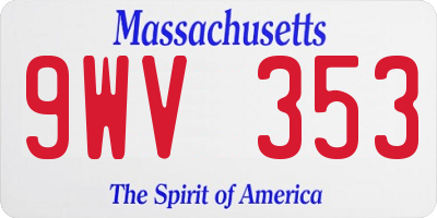 MA license plate 9WV353
