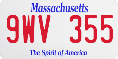 MA license plate 9WV355