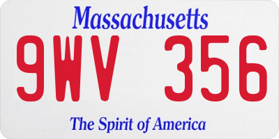 MA license plate 9WV356