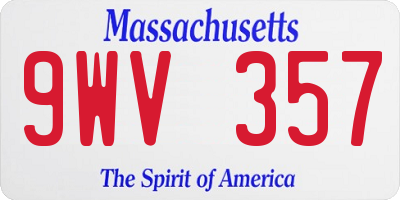 MA license plate 9WV357