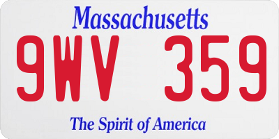 MA license plate 9WV359
