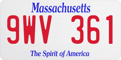 MA license plate 9WV361