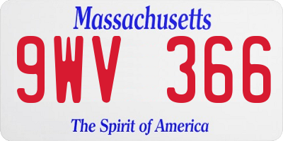 MA license plate 9WV366