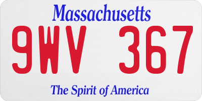 MA license plate 9WV367