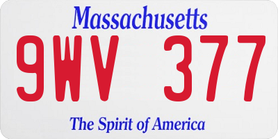 MA license plate 9WV377