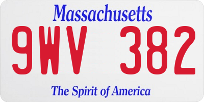 MA license plate 9WV382