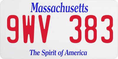 MA license plate 9WV383