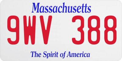 MA license plate 9WV388