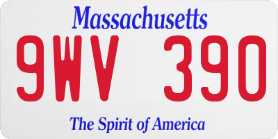 MA license plate 9WV390
