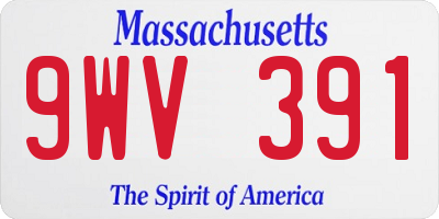 MA license plate 9WV391
