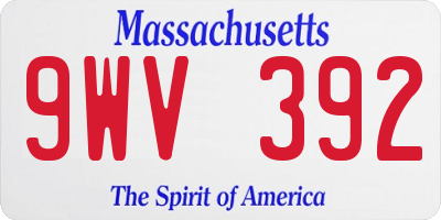 MA license plate 9WV392