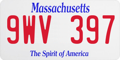 MA license plate 9WV397