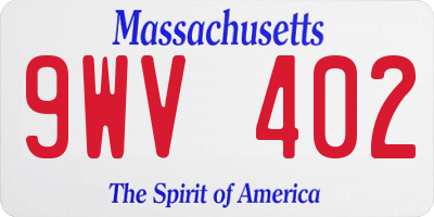 MA license plate 9WV402