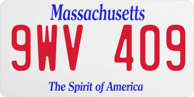 MA license plate 9WV409