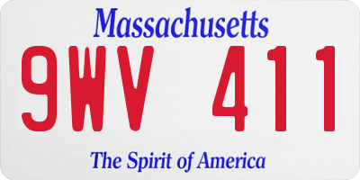 MA license plate 9WV411