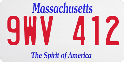 MA license plate 9WV412