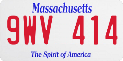 MA license plate 9WV414