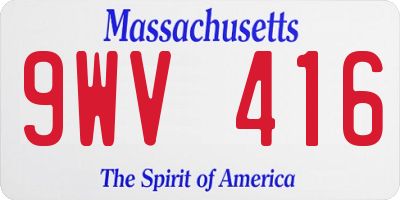 MA license plate 9WV416