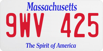MA license plate 9WV425