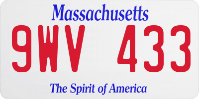 MA license plate 9WV433