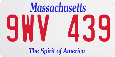 MA license plate 9WV439