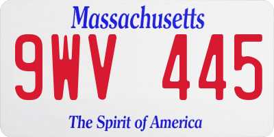 MA license plate 9WV445