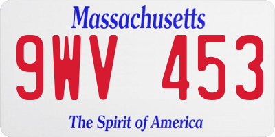 MA license plate 9WV453
