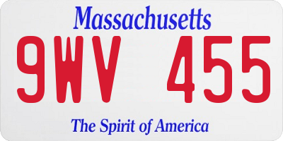 MA license plate 9WV455