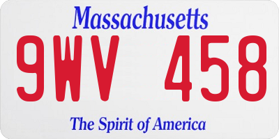 MA license plate 9WV458
