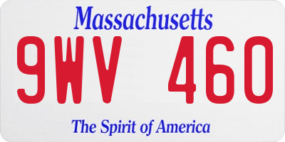 MA license plate 9WV460